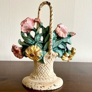 Antique 1900's Hubley Cast Iron Flower Doorstopper